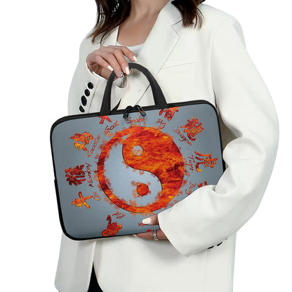 Fire Yin Yang Chinese Zodiac Print Laptop Sleeve With Handle