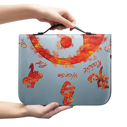 Fire Yin Yang Chinese Zodiac Print Leather Bible Cover