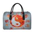 Fire Yin Yang Chinese Zodiac Print Leather Duffel Bag