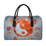 Fire Yin Yang Chinese Zodiac Print Leather Duffle Bag