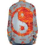 Fire Yin Yang Chinese Zodiac Print Long Sleeve Baseball Jersey
