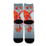 Fire Yin Yang Chinese Zodiac Print Long Socks