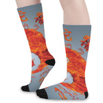 Fire Yin Yang Chinese Zodiac Print Long Socks