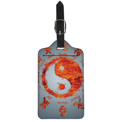 Fire Yin Yang Chinese Zodiac Print Luggage Tag