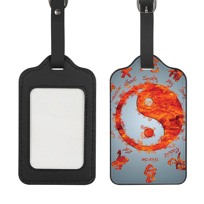 Fire Yin Yang Chinese Zodiac Print Luggage Tag