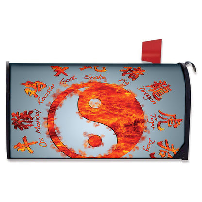 Fire Yin Yang Chinese Zodiac Print Mailbox Cover