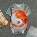 Fire Yin Yang Chinese Zodiac Print Men's Bodysuit