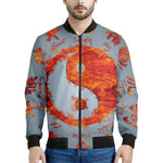 Fire Yin Yang Chinese Zodiac Print Men's Bomber Jacket