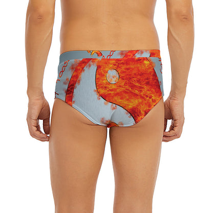 Fire Yin Yang Chinese Zodiac Print Men's Briefs