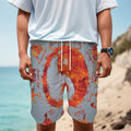 Fire Yin Yang Chinese Zodiac Print Men's Cargo Shorts