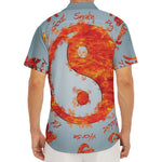 Fire Yin Yang Chinese Zodiac Print Men's Deep V-Neck Shirt