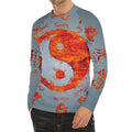 Fire Yin Yang Chinese Zodiac Print Men's Long Sleeve Rash Guard