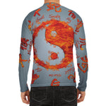 Fire Yin Yang Chinese Zodiac Print Men's Long Sleeve Rash Guard