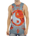 Fire Yin Yang Chinese Zodiac Print Men's Muscle Tank Top