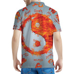 Fire Yin Yang Chinese Zodiac Print Men's Polo Shirt