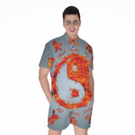Fire Yin Yang Chinese Zodiac Print Men's Rompers