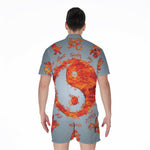 Fire Yin Yang Chinese Zodiac Print Men's Rompers