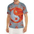 Fire Yin Yang Chinese Zodiac Print Men's Short Sleeve Rash Guard