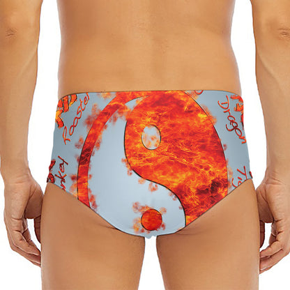 Fire Yin Yang Chinese Zodiac Print Men's Triangle Swim Briefs