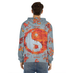 Fire Yin Yang Chinese Zodiac Print Men's Velvet Pullover Hoodie
