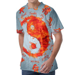 Fire Yin Yang Chinese Zodiac Print Men's Velvet T-Shirt