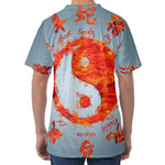 Fire Yin Yang Chinese Zodiac Print Men's Velvet T-Shirt