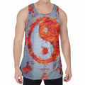Fire Yin Yang Chinese Zodiac Print Men's Velvet Tank Top