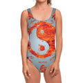 Fire Yin Yang Chinese Zodiac Print One Piece Swimsuit
