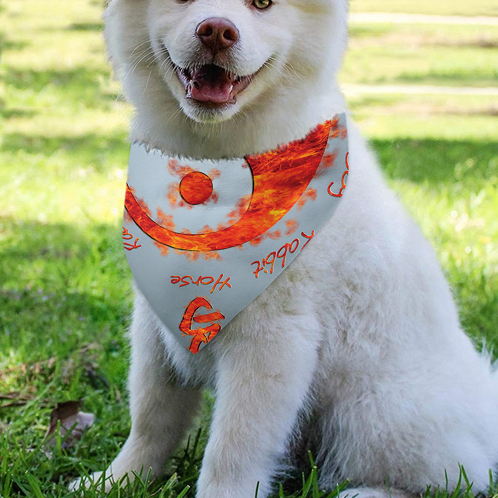Fire Yin Yang Chinese Zodiac Print Over The Collar Dog Bandana