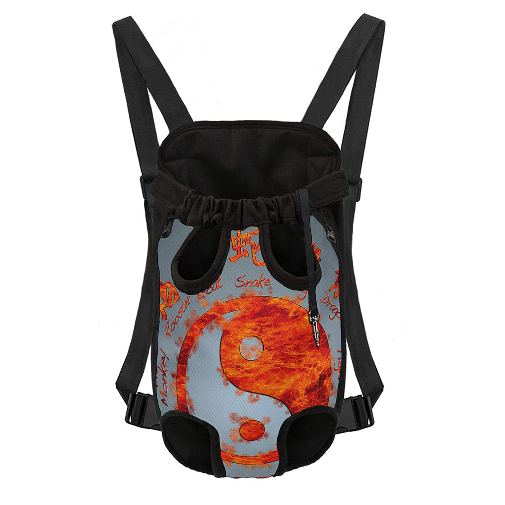 Fire Yin Yang Chinese Zodiac Print Pet Carrier Backpack