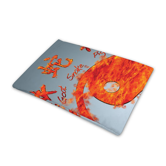 Fire Yin Yang Chinese Zodiac Print Pet Cooling Mat Cover