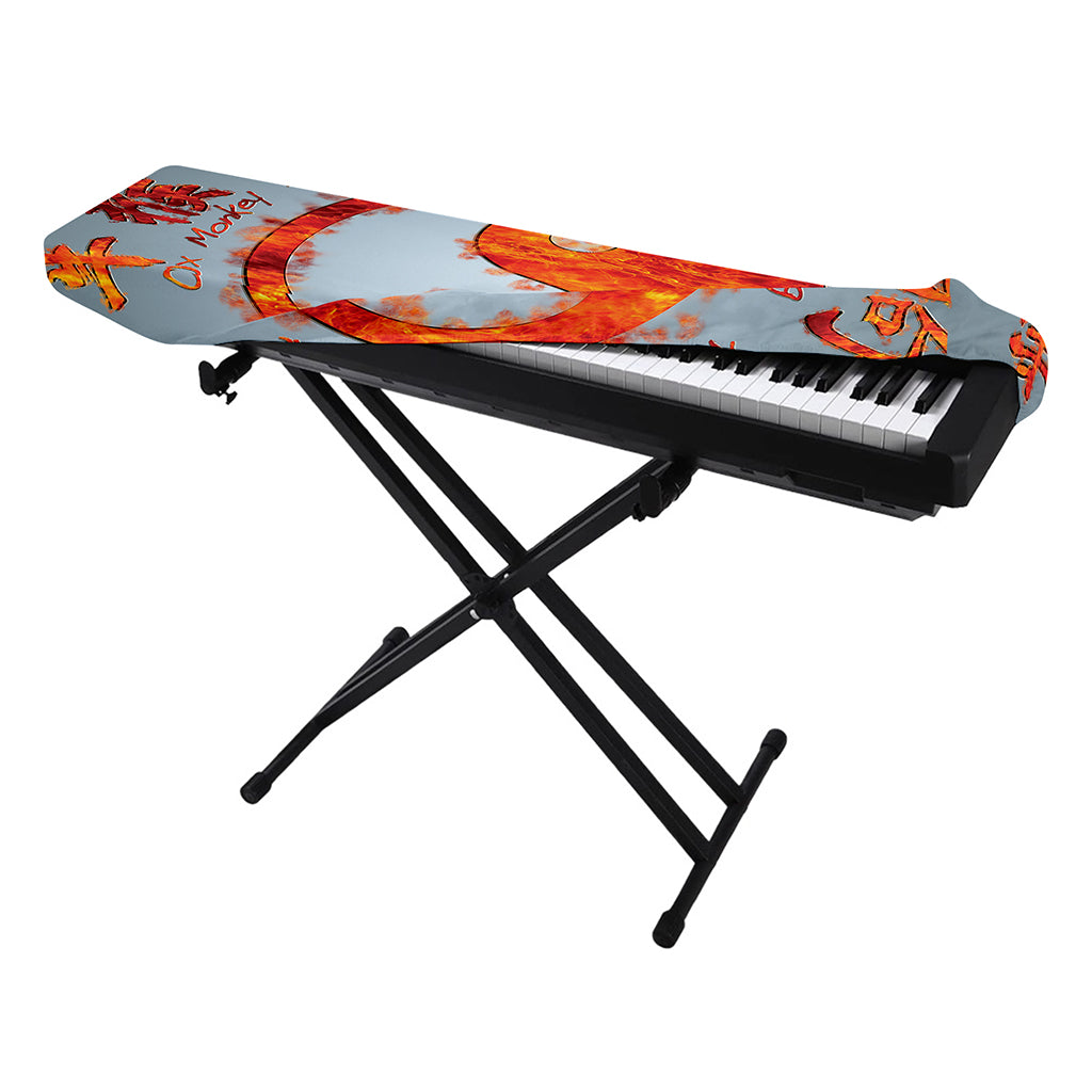 Fire Yin Yang Chinese Zodiac Print Piano Keyboard Cover