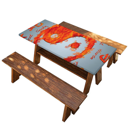 Fire Yin Yang Chinese Zodiac Print Picnic Table Cover