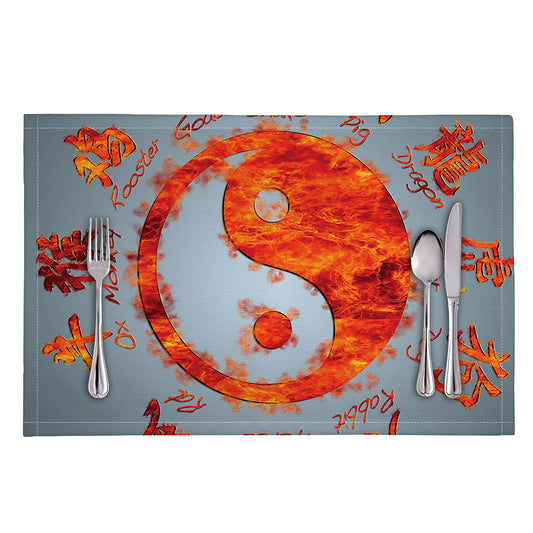 Fire Yin Yang Chinese Zodiac Print Placemat