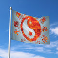 Fire Yin Yang Chinese Zodiac Print Polyester Flag