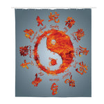 Fire Yin Yang Chinese Zodiac Print Polyester Shower Curtain