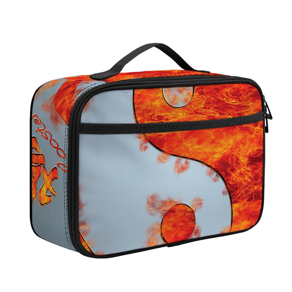 Fire Yin Yang Chinese Zodiac Print Portable Lunch Bag
