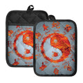 Fire Yin Yang Chinese Zodiac Print Pot Holders With Pocket