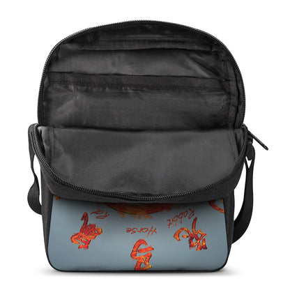 Fire Yin Yang Chinese Zodiac Print Rectangular Crossbody Bag