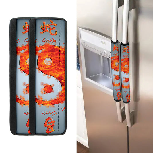 Fire Yin Yang Chinese Zodiac Print Refrigerator Handle Covers