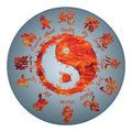Fire Yin Yang Chinese Zodiac Print Round Blanket