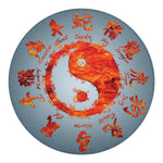 Fire Yin Yang Chinese Zodiac Print Round Blanket