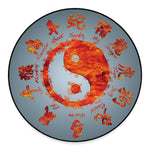 Fire Yin Yang Chinese Zodiac Print Round Floor Mat