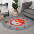 Fire Yin Yang Chinese Zodiac Print Round Rug
