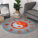 Fire Yin Yang Chinese Zodiac Print Round Rug