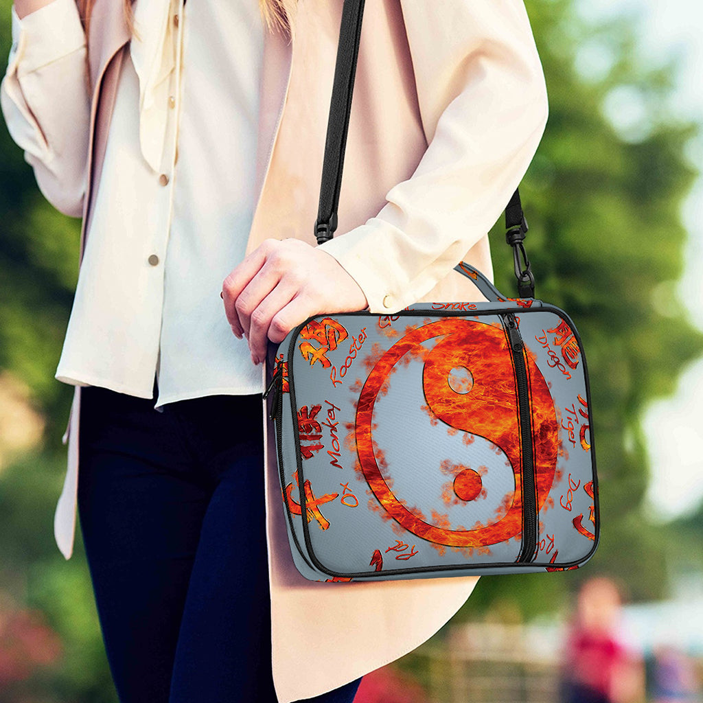 Fire Yin Yang Chinese Zodiac Print Shoulder Strap Bible Bag