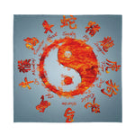 Fire Yin Yang Chinese Zodiac Print Silk Bandana