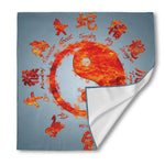 Fire Yin Yang Chinese Zodiac Print Silk Bandana