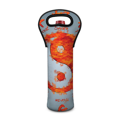 Fire Yin Yang Chinese Zodiac Print Single Neoprene Wine Tote