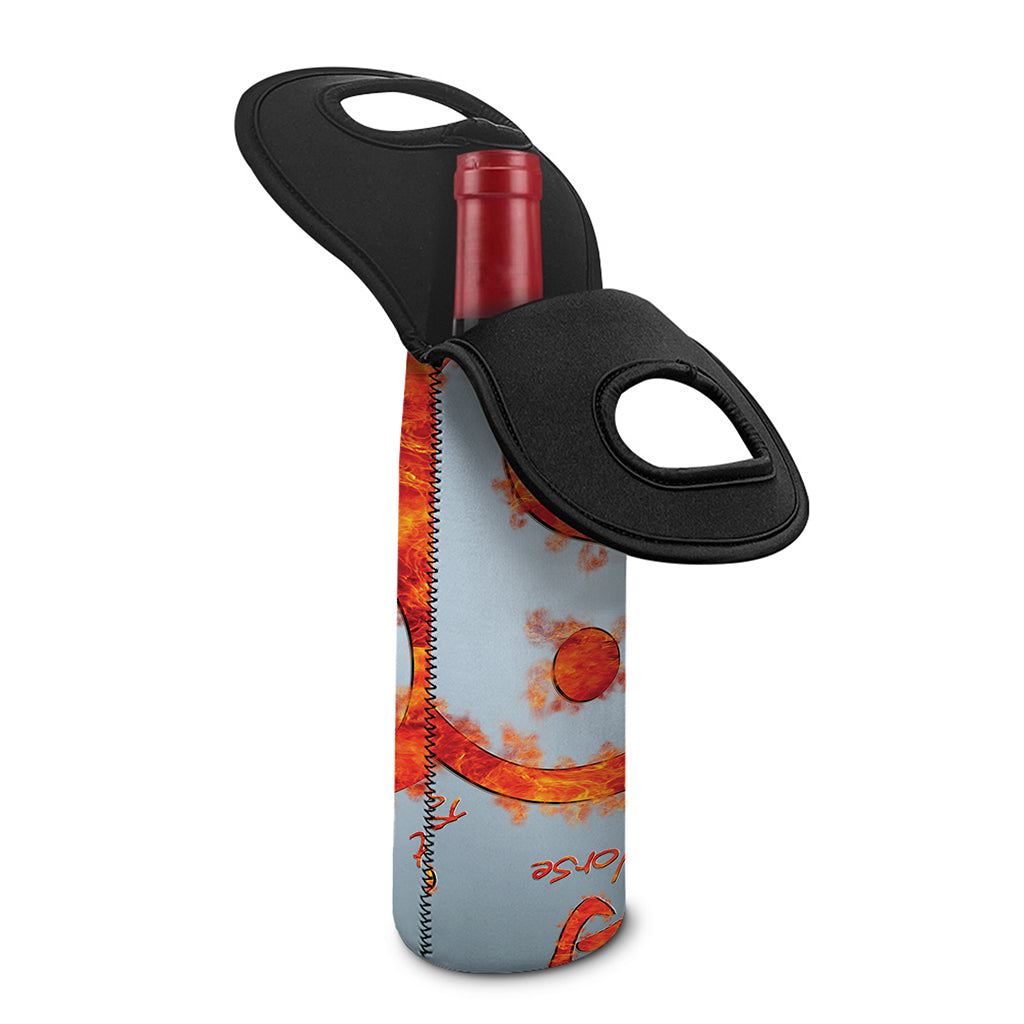 Fire Yin Yang Chinese Zodiac Print Single Neoprene Wine Tote